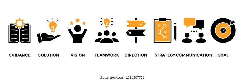 Leadership banner web icon vector illustration concept for team management with an icon of guidance, solution, vision, teamwork, direction, strategy, communication and goal