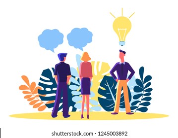 Leadership with best ideas. Concept business vector illustration, Flat business cartoon, Office people, Character design. Burning Light bulb Above Head Vector. Vector Isolated Illustration