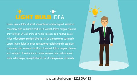 Leadership with best Light bulb ideas. Concept business vector illustration, Flat business cartoon