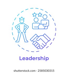 Leadership blue gradient concept icon. Ability to inspire team for goals achievement. Line manager skill. Round shape line illustration. Abstract idea. Graphic design. Easy to use in presentation