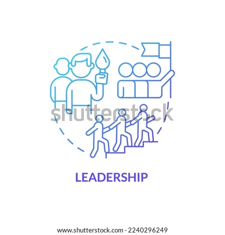 Leadership blue gradient concept icon. Factor influencing organizational culture abstract idea thin line illustration. Team development. Isolated outline drawing. Myriad Pro-Bold font used
