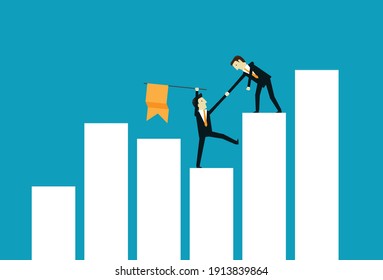 Leadership in building business cooperation, Vector illustration in flat style