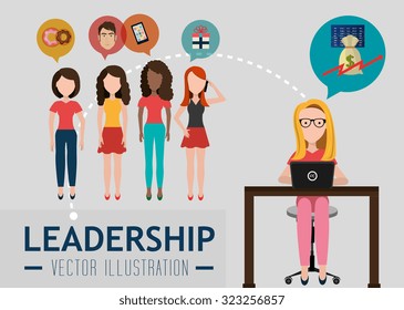 Leadership business entrepreneur design over gray background, vector illustration