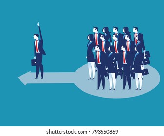 Leadership. Business lading team of worker go forward. Concept business vector illustration.