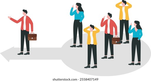  Leadership. Business leading team of workers go forward. Concept business vector illustration.
