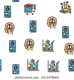 leadership business success team vector seamless pattern thin line illustration
