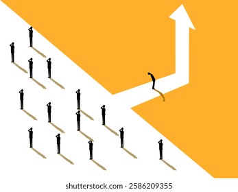 Leadership , Businessman chooses a path of business success
