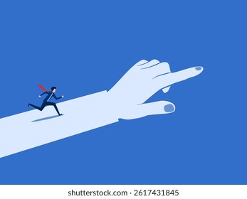 Leadership, Businessman Running on Index Finger