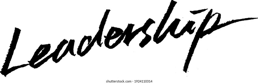 leadership calligraphy typography hand write brush pen draw black text keyword 