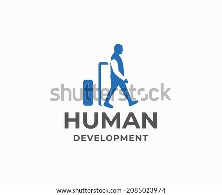 Leadership and career development with human and chart design. Planning business growt,  growth potential vector design. Coaching and motivation