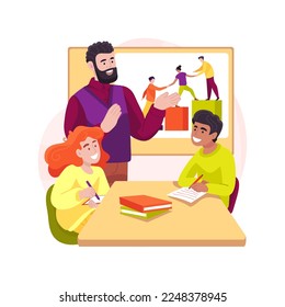 Leadership class isolated cartoon vector illustration. Young leader class, leadership lesson at school, build confidence, communication skills development, early education vector cartoon.