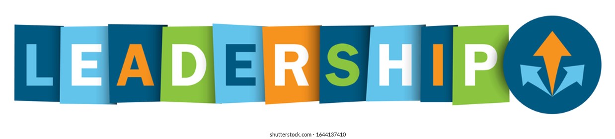 LEADERSHIP colorful vector typography banner with arrows symbol