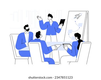 Leadership communication abstract concept vector illustration. Colleagues discussing new project, leadership talking, business etiquette, corporate culture, company rules abstract metaphor.