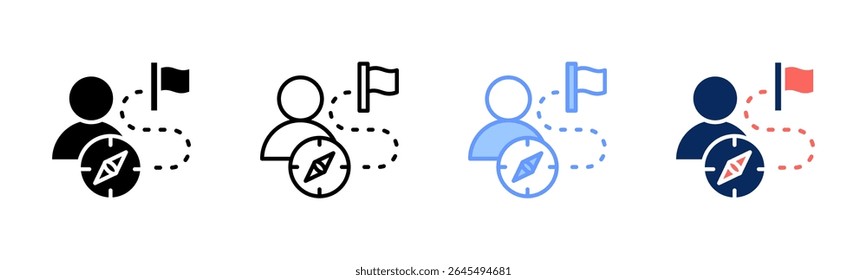 Leadership Compass icon sheet multiple style collection