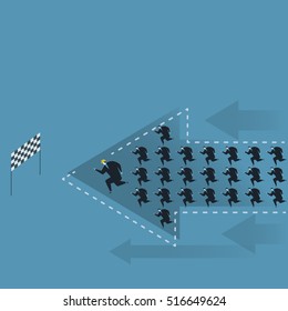 Leadership concept. Leadership bring to the aim. Guide team to target.