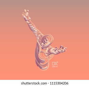 Leadership concept. Emblem for sport championship. 3d vector Illustration. Wire connection to virtual reality. 