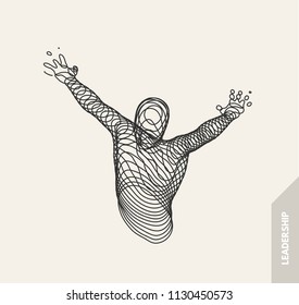 Leadership concept. Emblem for sport championship. 3d vector Illustration. 