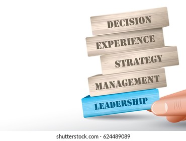 Leadership concept, fall of the wooden blocks tower