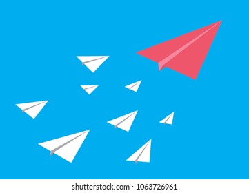 Leadership Concept: Flat design paper plane with one odd plane