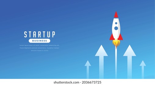 leadership concept with flying rocket in top