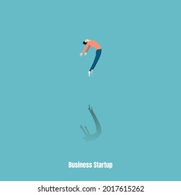 Leadership concept. Freedom man symbol of success. Personal and Career Growth. Startup Business Concept. Beginning of Business Ideas. Vector Illustration flat
