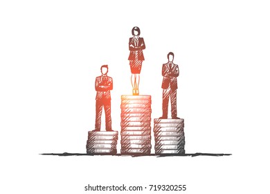 Leadership concept. Hand drawn business team leader. Success and competition isolated vector illustration.