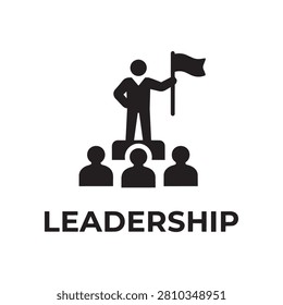 Leadership concept icon featuring person holding flag leadership management business authority executive strategy achievement guidance direction corporate professional