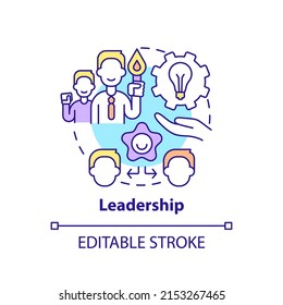 Leadership concept icon. Innovation management key area abstract idea thin line illustration. Inspire worker productivity. Isolated outline drawing. Editable stroke. Arial, Myriad Pro-Bold fonts used