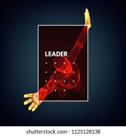 Leadership concept. Jumping man. 3d vector Illustration. 