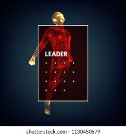 Leadership concept. Jumping man. 3d vector Illustration. 