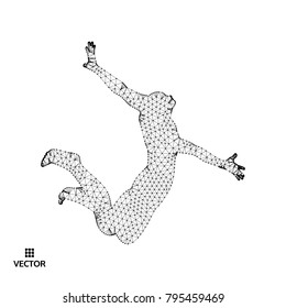 Leadership concept. Jumping man. Emblem for sport championship. Vector illustration. 