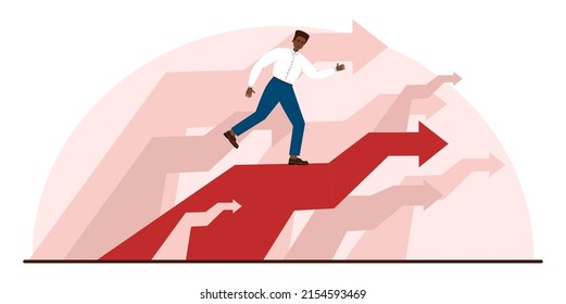 Leadership concept. Manager leading a workteam. Strategy and business planning. Workers support each other. Idea of startup and success achievement. Flat vector illustration