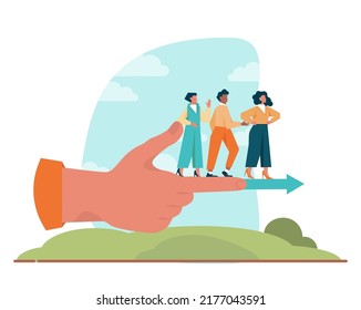 Leadership concept. Manager leading a workteam. Strategy and business planning. Workers support each other. Idea of startup and success achievement. Flat vector illustration