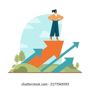 Leadership concept. Manager leading a workteam. Strategy and business planning. Workers support each other. Idea of startup and success achievement. Flat vector illustration