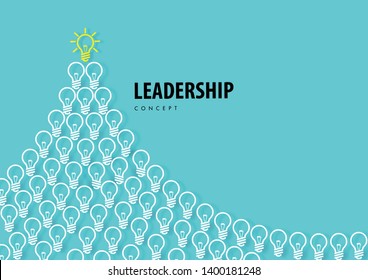 Leadership concept with paper art, abstract, light lamp, line icon paper cut style vector