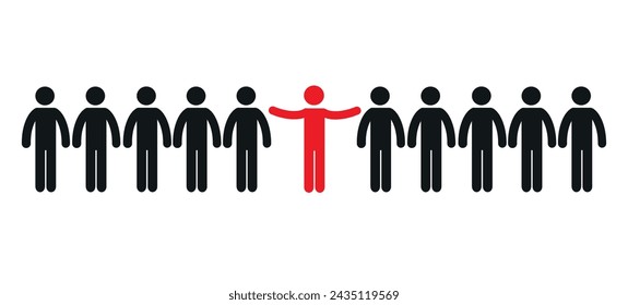 leadership concept with people icons, flat vector illustration isolated on a white background