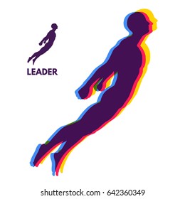 Leadership concept. Personal and Career Growth. Start Up Business Concept. Beginning of Business Ideas. Silhouettes of men. Vector Illustration.