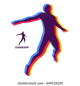 Leadership concept. Personal and Career Growth. Start Up Business Concept. Beginning of Business Ideas. Silhouettes of men. Vector Illustration.