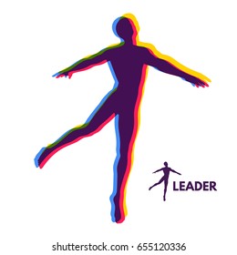 Leadership concept. Personal and Career Growth. Start Up Business Concept. Beginning of Business Ideas. Silhouettes of men. Vector Illustration.