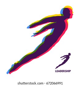Leadership concept. Personal and Career Growth. Start Up Business Concept. Beginning of Business Ideas. Silhouettes of men. Vector Illustration.