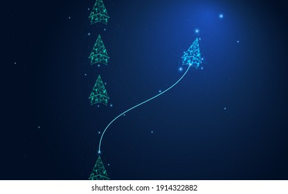 Leadership concept polygon paper plane with light blue paper plane changing direction among all the light green direction. Innovative business solution concept futuristic vector illustration.