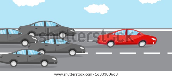 Leadership concept. The red car rushed forward.\
Race leader
