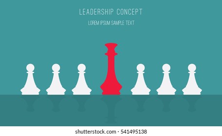 Leadership concept red chess, Flat style vector illustration EPS 10.