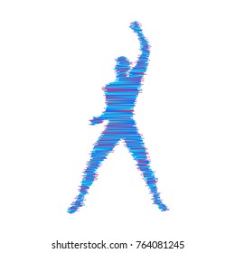 Leadership concept. Standing man. Human with arm up. Silhouette for sport championship. The victory celebration. Vector illustration.