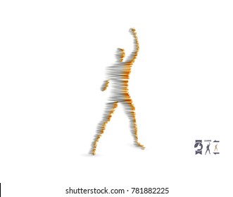 Leadership concept. Standing man. Human with arm up. Silhouette for sport championship. The victory celebration. Vector illustration.