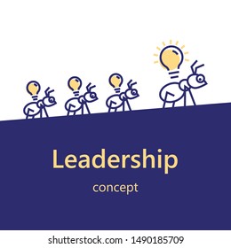 Leadership concept. Team of ants working as a team.