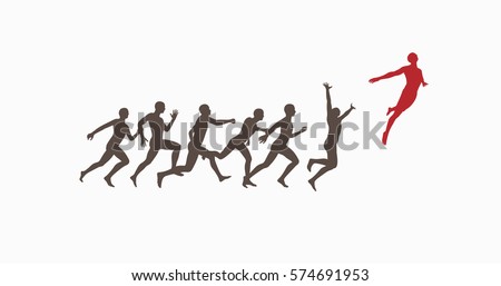 Leadership concept. Vector illustration with people silhouette. 