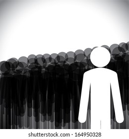 leadership concept vector - manager addressing employees. This abstract graphic also represents company board meeting, social media concept, global people communication, leader & his followers