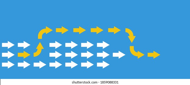 leadership concept with yellow and white arrows