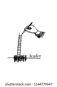 leadership concept,minimalist drawing 